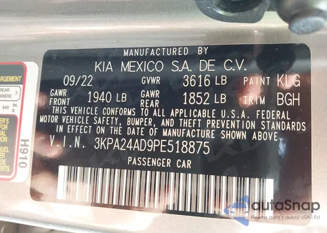 2023 Kia Rio S from USA, damaged, VIN 3KPA24AD9PE518875